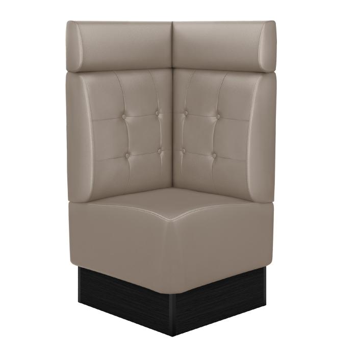 DENVER | Banco esquinero para hostelería | Ancho:Alto 64 x 128 cm | Taupe | Botón Chesterfield | Cuero