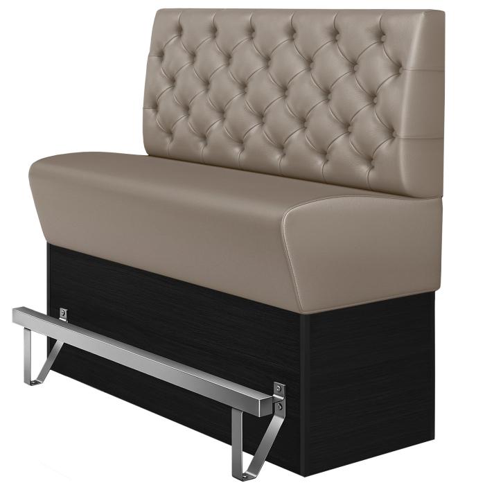 DENVER | Hög restaurangsoffa | B:H 140 x 133 cm | Taupe | Chesterfield | Läder