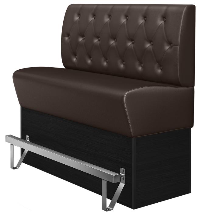 DENVER | Hög restaurangsoffa | B:H 180 x 133 cm | Brun | Chesterfield romb | Läder