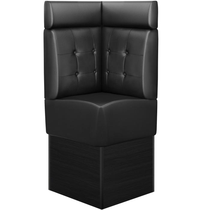 DENVER | Hörnsoffa till restaurang | B:H 64 x 158 cm | Svart | Chesterfield-knapp | Läder