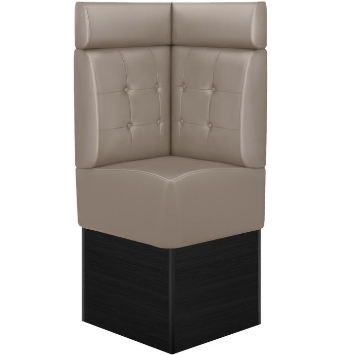 DENVER | Hörnsoffa till restaurang | B:H 64 x 158 cm | Taupe | Chesterfield-knapp | Läder