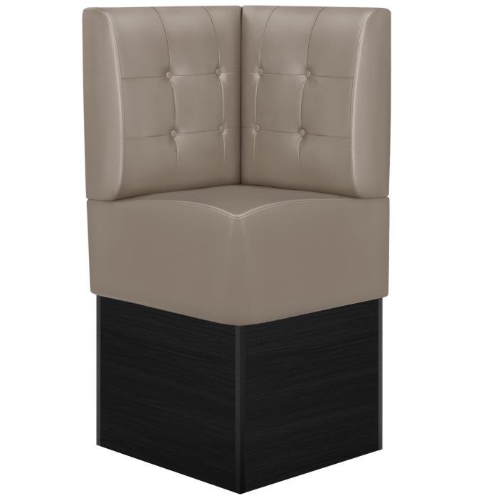 DENVER | Hörnsoffa till restaurang | B:H 64 x 133 cm | Taupe | Chesterfield-knapp | Läder