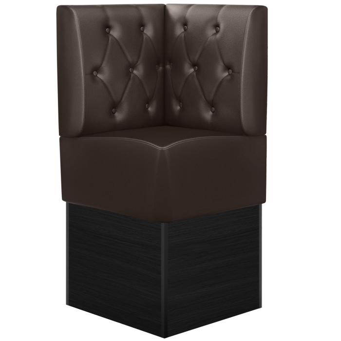 DENVER | Hörnsoffa till restaurang | B:H 64 x 133 cm | Brun | Chesterfield romb | Läder