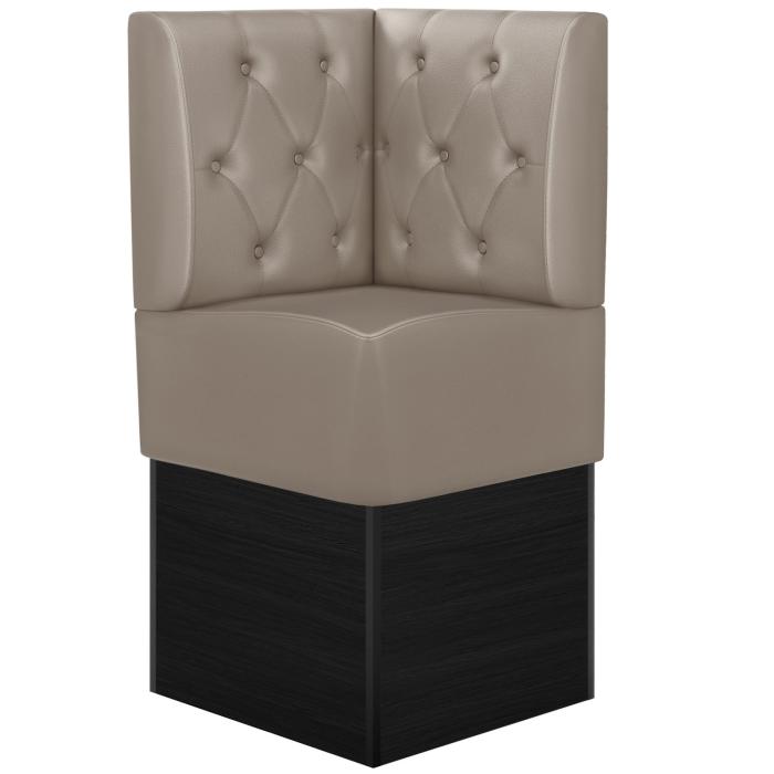 DENVER | Hörnsoffa till restaurang | B:H 64 x 133 cm | Taupe | Chesterfield romb | Läder