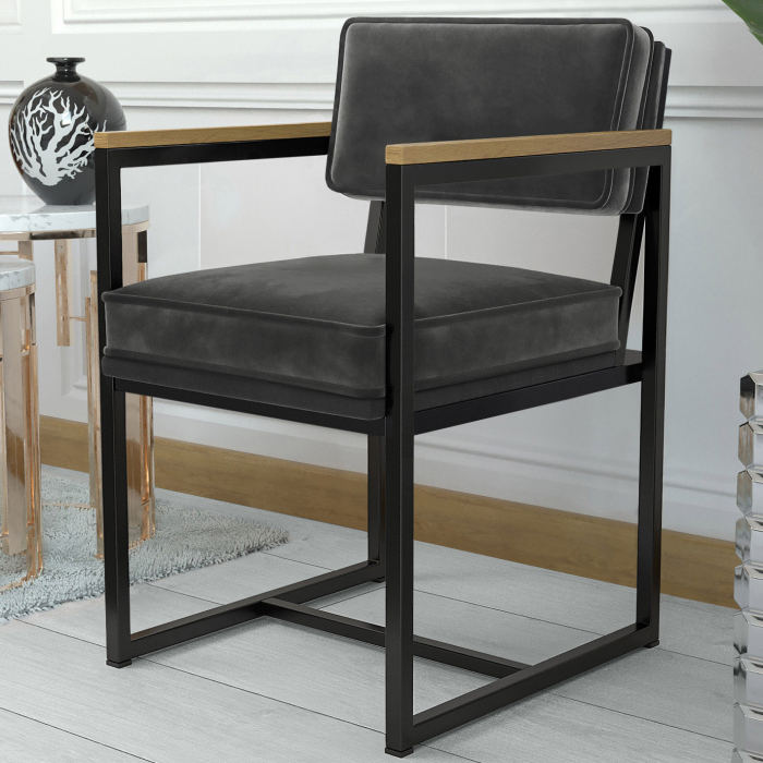 KYLA | Lenestol med metallramme | fløyel | Grå KYLA | Lenestol med metallramme | fløyel | Grå