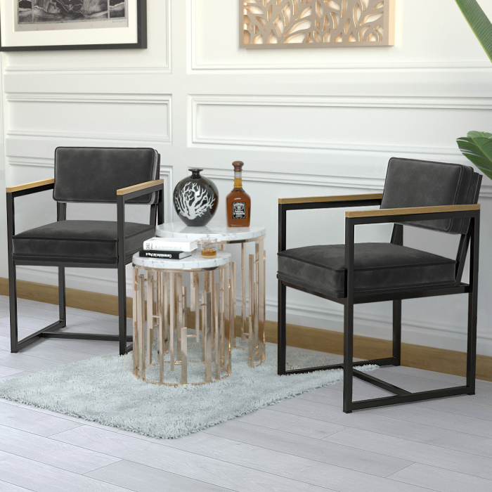KYLA | Lenestol med metallramme | fløyel | Grå KYLA | Lenestol med metallramme | fløyel | Grå