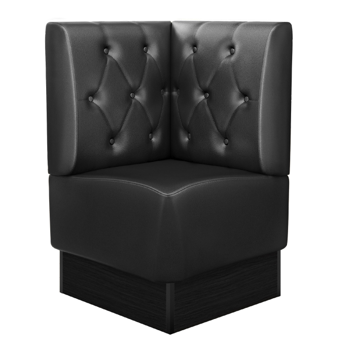 DENVER | Hörnbänk för restauranger | B:H 64 x 103 cm | Svart | Chesterfield diamantmönster | Läder