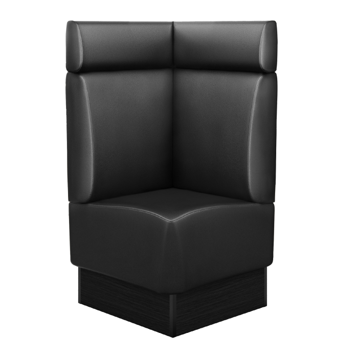 DENVER | Hoekbank voor restaurants | B:H 64 x 128 cm | Zwart | Glad | Leer