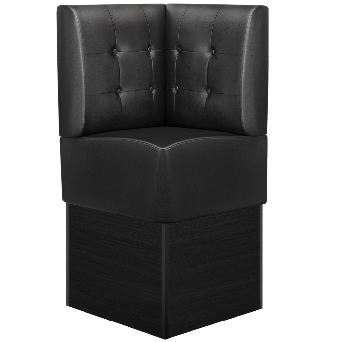 DENVER | Banquette d'angle pour restaurants | L x H 64 x 133 cm | Noir | Boutons Chesterfield | Cuir