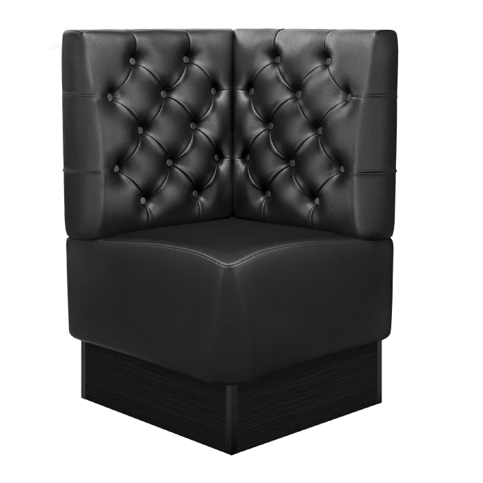 DENVER | Kulmapenkki ravintoloihin | L:K 64 x 103 cm | Musta | Chesterfield | Nahka