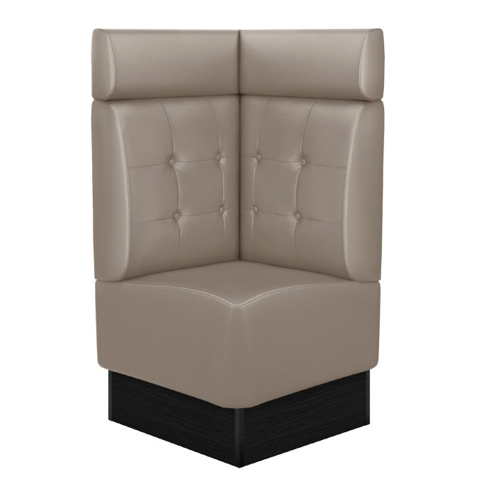 DENVER | Kulmapenkki ravintoloihin | L:K 64 x 128 cm | Taupe | Chesterfield-nappi | Nahka