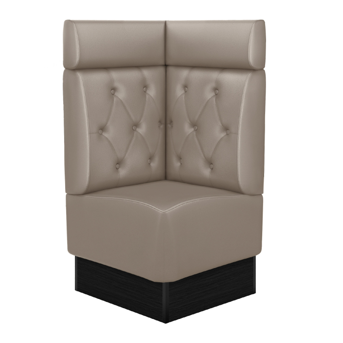 DENVER | Corner bench for restaurants | W:H 64 x 128 cm | Taupe | Chesterfield diamond pattern | Leather