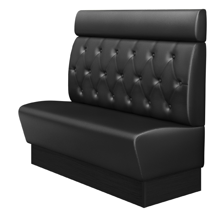DENVER | Banquette de restaurant | L x H 140 x 128 cm | Noir | Motif losanges Chesterfield | Cuir