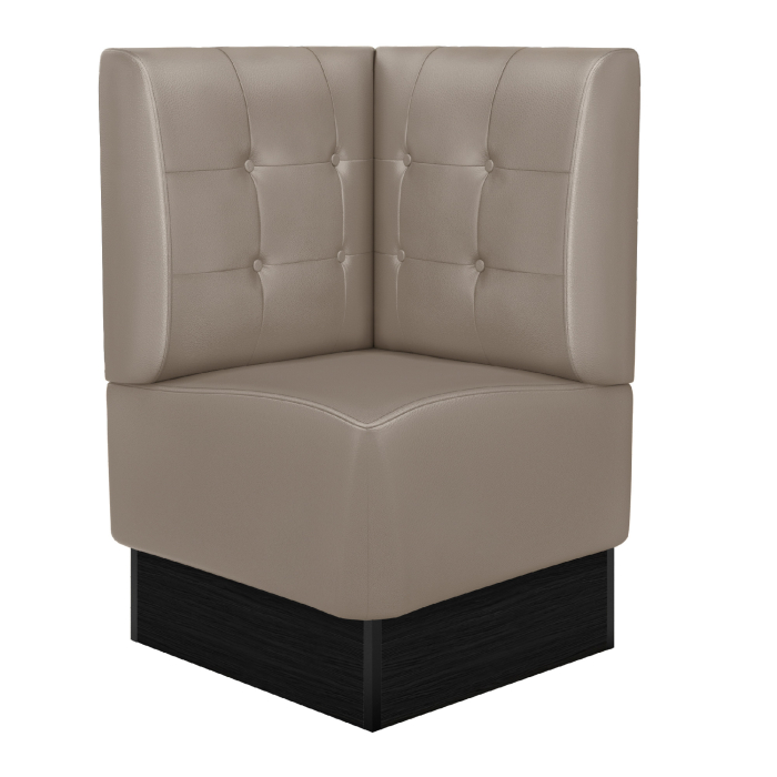 DENVER | Ławka narożna do restauracji | Szer.:wys. 64 x 103 cm | Szarobrązowy | Guzik Chesterfield | Skóra