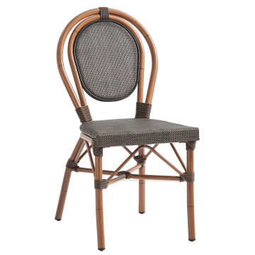 DELPHI | Bistro Textilen Stuhl | Grau-Braun | Bambus | Stapelbar