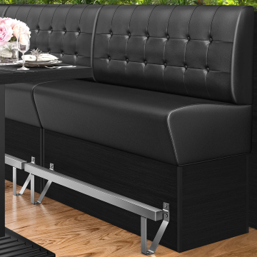 DENVER | Banc haut pour restaurants | L x H 140 x 133 cm | Noir | Bouton Chesterfield | Cuir