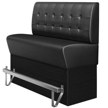 DENVER | Divanetto per ristorante | L:H 140 x 158 cm | Nero | Pulsante Chesterfield | Pelle