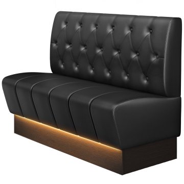 DENVER | Gastro Bench | W: H 120 x 103 cm | Black | Chesterfield Diamond | Leather | Seat: Striped | Footrail: Wenge | LED