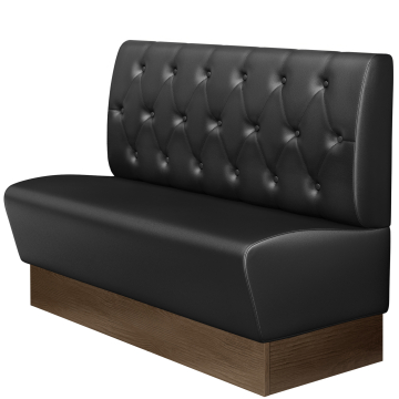 DENVER | Gastro Sitzbank | B : H 100 x 103 cm | Schwarz | Chesterfield Raute | Leder | Fußleiste: Wenge