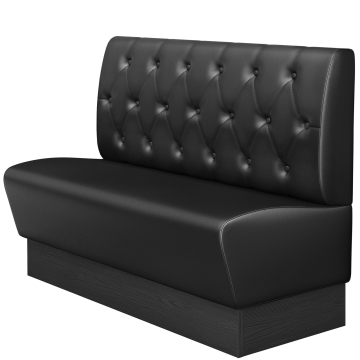 DENVER | Gastro Sitzbank | B : H 100 x 103 cm | Schwarz | Chesterfield Raute | Leder | Fußleiste: Wenge