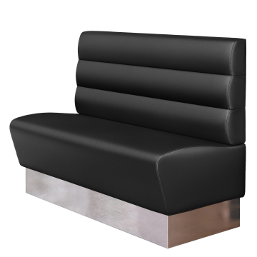 DENVER | Gastro Sitzbank | B : H 100 x 103 cm | Schwarz | Horizontal Gestreift | Leder | Fußleiste: Edelstahl