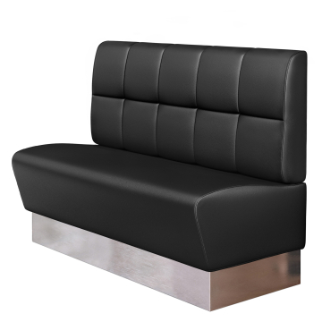 DENVER | Gastro Sitzbank | B : H 100 x 103 cm | Schwarz | Knopf | Leder | Fußleiste: Edelstahl