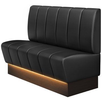 DENVER | Gastro Sitzbank | B : H 120 x 103 cm | Schwarz | Gestreift | Leder | Sitzfläche: Gestreift | Fußleiste: Wenge | LED