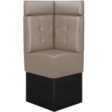 DENVER | Hjørnebenk for restauranter | B:H 64 x 158 cm | Taupe | Chesterfield-knapp | Skinn