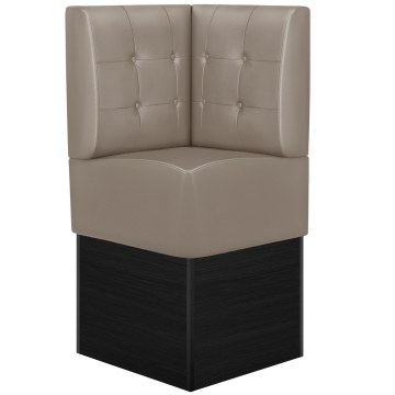 DENVER | Hoekbank voor restaurants | B:H 64 x 133 cm | Taupe | Chesterfield knoop | Leer