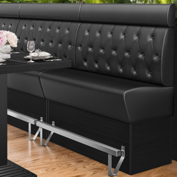 DENVER | Hoge bank voor restaurants | B:H 100 x 158 cm | Zwart | Chesterfield ruitpatroon | Leer