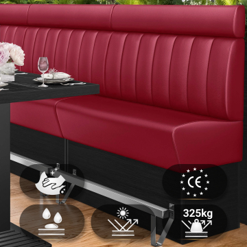 DENVER | Høy benk for restauranter | B:H 140 x 158 cm | Rød | Stripete | Skinn