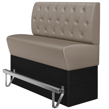 DENVER | Høybenk for restauranter | B:H 200 x 133 cm | Taupe | Chesterfield diamantmønster | Skinn