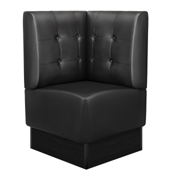 DENVER | Kulmapenkki ravintoloihin | L:K 64 x 103 cm | Musta | Chesterfield-nappi | Nahka