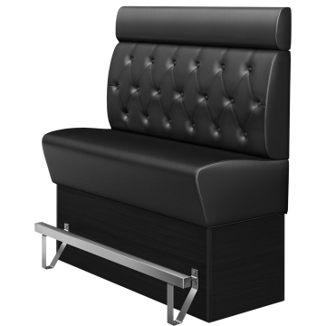 DENVER | Wysoka ławka do restauracji | Szer.:wys. 120 x 158 cm | Czarny | Wzór diamentowy Chesterfield | Skóra