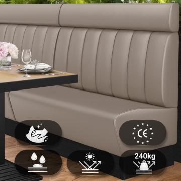 DENVER | Gastrobank | B:H 120 x 128 cm | Taupe | Gestreift | Leder