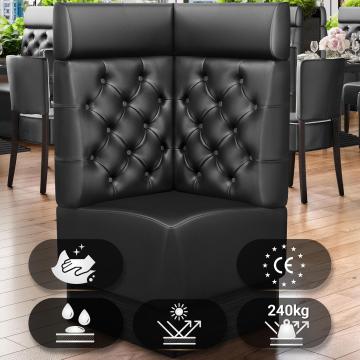 DENVER | Gastro Eckbank | B:H 64 x 128 cm | Schwarz | Chesterfield | Leder