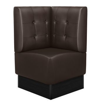 DENVER | Hörnsoffa till restaurang | B:H 64 x 103 cm | Brun | Chesterfield-knapp | Läder