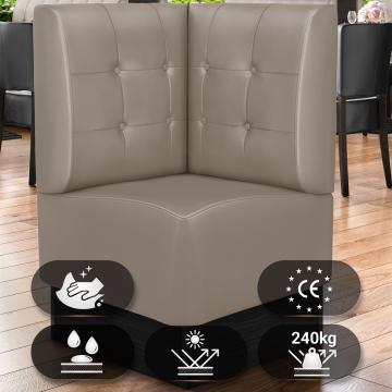 DENVER | Horeca Hoekbank | B:H 64 x 103 cm | Taupe | Chesterfield knop | Leer
