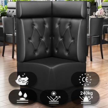 DENVER | Hörnsoffa till restaurang | B:H 64 x 128 cm | Svart | Chesterfield romb | Läder
