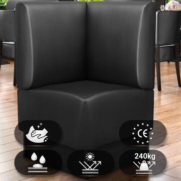 DENVER | Gastro Eckbank | B:H 64 x 103 cm | Schwarz | Glatt | Leder