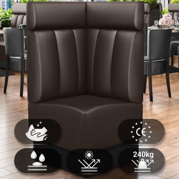 DENVER | Gastro Eckbank | B:H 64 x 128 cm | Braun | Gestreift | Leder