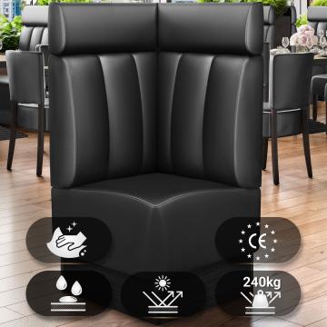 DENVER | Gastro Eckbank | B:H 64 x 128 cm | Schwarz | Gestreift | Leder