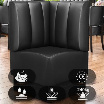 DENVER | Gastro Eckbank | B:H 64 x 103 cm | Schwarz | Gestreift | Leder