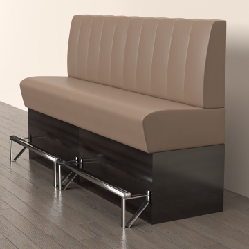 DENVER | Counter Height Banquette Bench | W:H 160 x 133 cm | Taupe | Striped | Leather