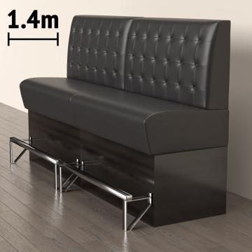 DENVER | Gastrobänk | B:H 180 x 158 cm | Svart | Chesterfield-knapp | Läder