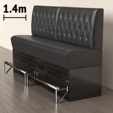 DENVER | Panchina del ristorante | L:H 140 x 133 cm | Nero | Rombo Chesterfield | Pelle