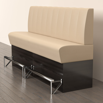DENVER | Counter Height Banquette Bench | W:H 160 x 133 cm | Cream | Striped | Leather