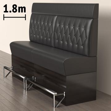 DENVER | Gastro Hochbank | B:H 180 x 158 cm | Schwarz | Chesterfield Raute | Leder