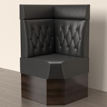 DENVER | Gastro Eckbank | B:H 60 x 158 cm | Schwarz | Chesterfield Raute | Leder