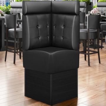 DENVER | Hörnsoffa till restaurang | B:H 64 x 158 cm | Svart | Chesterfield-knapp | Läder